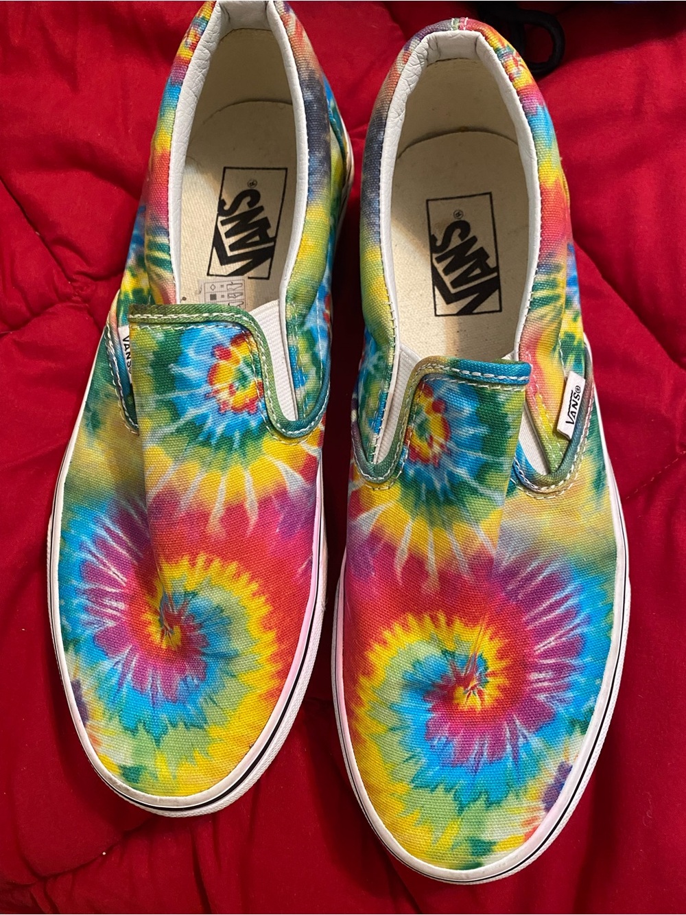 Vans Slip-On Shoes - Rainbow Tie-Dye men’s 7.5 women’s 9 skate punk casual fun